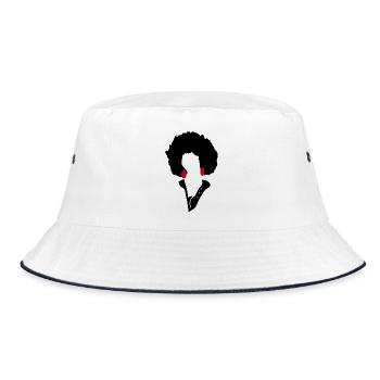 Rote Augen auf minimalistischem schwarzem Hintergrund - Bucket Hat - Weiß/Navy - Vorne