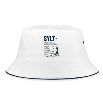 Sylt ganz oben auf meiner Liste - Bucket Hat - Weiß/Navy - Vorne