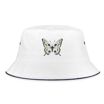 Botanical Butterfly - Bucket Hat - Weiß/Navy - Vorne