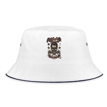 Rockabilly Skull Born to Rock - Bucket Hat - Weiß/Navy - Vorne