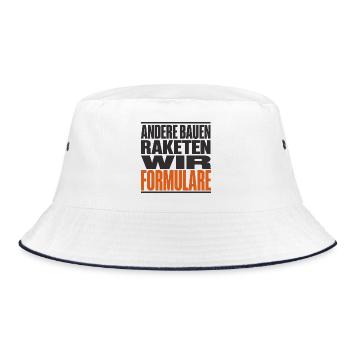 Bürokratie Satire Raketen Formulare Typo - Bucket Hat - Weiß/Navy - Vorne