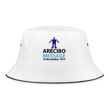 Pixel Avatar Nachricht Logo Arecibo - Bucket Hat - Weiß/Navy - Vorne