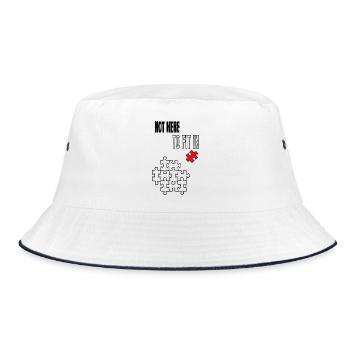 Not Here to Fit In –Puzzle Piece Mental Health art - Bucket Hat - Weiß/Navy - Vorne