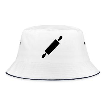 Nudelholz Rollholz Bäcker Geschenk backen  - Bucket Hat - Weiß/Navy - Vorne