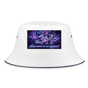 Neon-Eichhörnchen im Galaxienfluss - Bucket Hat - Weiß/Navy - Vorne