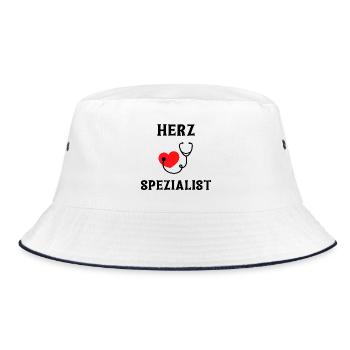 Herzspezialist mit Herz und Stethoskop - Bucket Hat - Weiß/Navy - Vorne