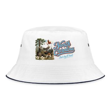 North Carolina Retro Vintage Tar Heel State Design - Bucket Hat - Weiß/Navy - Vorne