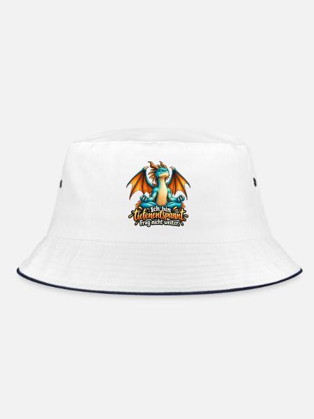Ich bin tiefenentspannt – Lustiger Yoga-Drache - Bucket Hat - Weiß/Navy