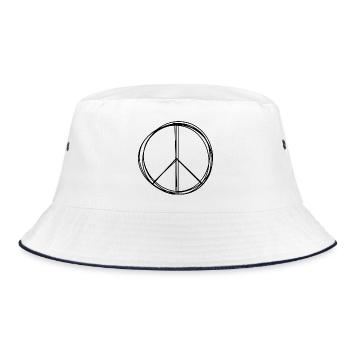 Friedenszeichen handgezeichnet - Bucket Hat - Weiß/Navy - Vorne