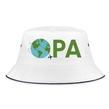 Opa mit Weltreise – Grün - Bucket Hat - Weiß/Navy - Vorne