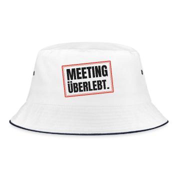 Meeting überlebt - Bucket Hat - Weiß/Navy - Vorne