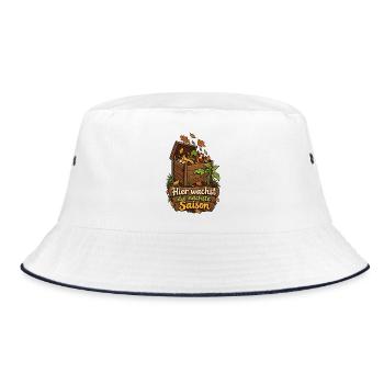 Kompost Garten Shirt mit Spruch Hier wächst die nä - Bucket Hat - Weiß/Navy - Vorne