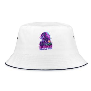 Human_-_better_than_Nature_-_Retrowave - Bucket Hat - Weiß/Navy - Vorne