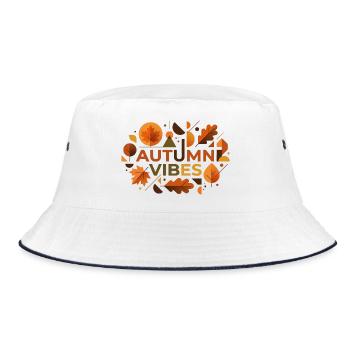 Herbststimmung: Laubfarbener Glow - Bucket Hat - Weiß/Navy - Vorne