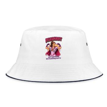 Pflegekraft Superheldin Motiv - Bucket Hat - Weiß/Navy - Vorne