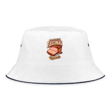 Bei uns heißt des Fleischkäs - Bucket Hat - Weiß/Navy - Vorne
