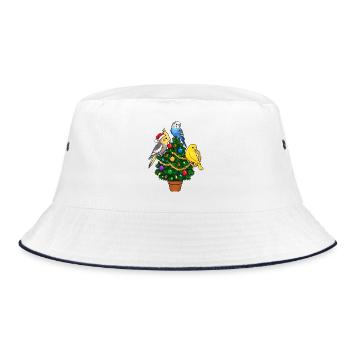 Nymphensittich, Wellensittich, Kanarienvogel, - Bucket Hat - Weiß/Navy - Vorne