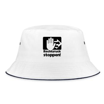 Den Rechtsruck stoppen!  - Bucket Hat - Weiß/Navy - Vorne