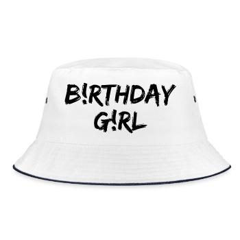 BiRTHDAY GiRL GEBURTSTAGSKIND, GESCHENK MÄDCHEN - Bucket Hat - Weiß/Navy - Vorne