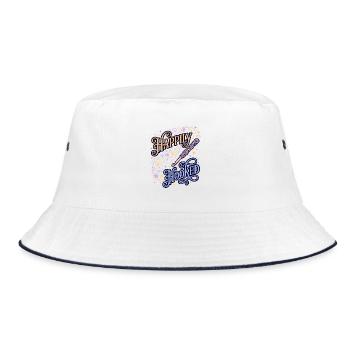 Happily Hooked verspieltes Häkeln - Bucket Hat - Weiß/Navy - Vorne