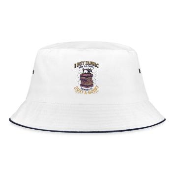 I Buy Fabric for a Living: Nähen ist nur ein Hobby - Bucket Hat - Weiß/Navy - Vorne