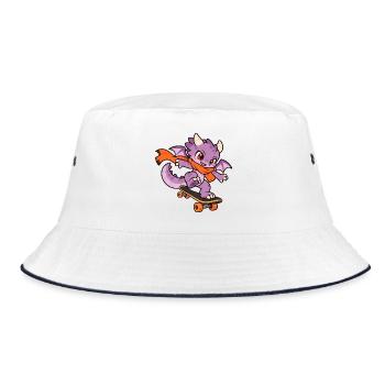 Tiny Wings Big Tricks – Skateboard-Drache - Bucket Hat - Weiß/Navy - Vorne