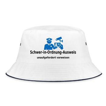 Schwer in Ordnung Ausweis – unaufgefordert vorweis - Bucket Hat - Weiß/Navy - Vorne