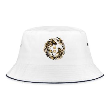 Koi Schwarz Gold - Bucket Hat - Weiß/Navy - Vorne