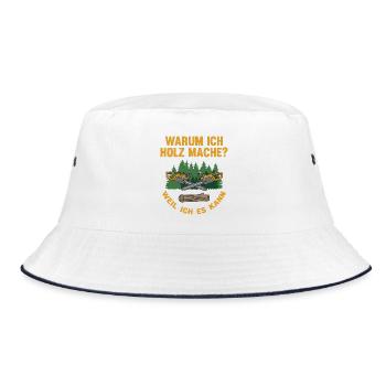 Warum Holz mache – Weil Ich Es Kann - Bucket Hat - Weiß/Navy - Vorne