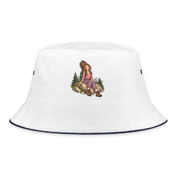 Wanderin am Bergpfad - Bucket Hat - Weiß/Navy - Vorne