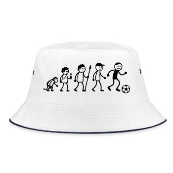  Evolution Fußballer Strichmänchen Fußballspieler - Bucket Hat - Weiß/Navy - Vorne