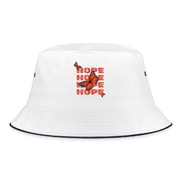 Hope Hoffnung Schmetterlinge Vintage Motiv - Bucket Hat - Weiß/Navy - Vorne