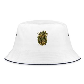 Treu zu Gott, hat er einen Plan - Bucket Hat - Weiß/Navy - Vorne
