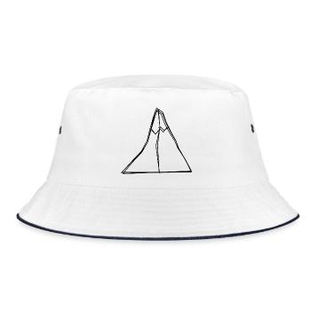 Matterhorn handgezeichnet - Bucket Hat - Weiß/Navy - Vorne