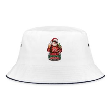 Punk-Santa Ugly Xmas Sweater - Bucket Hat - Weiß/Navy - Vorne
