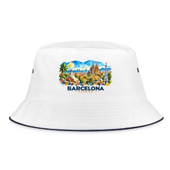 Barcelona - Espana - Spain - Spanien - spanisch - Bucket Hat - Weiß/Navy - Vorne