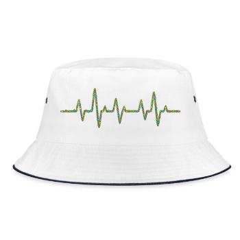 EKG-Herzschlag mit Weihnachtslichterkette - Bucket Hat - Weiß/Navy - Vorne