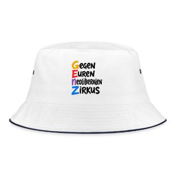 GenZ – Gegen Euren Neoliberalen Zirkus - Bucket Hat - Weiß/Navy - Vorne