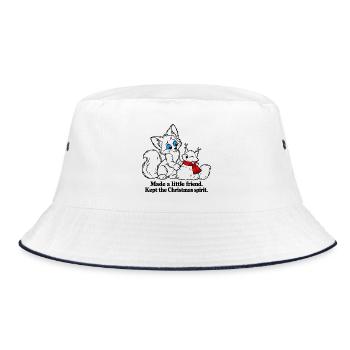 Christmas Fox macht einen kleinen Schneefreund - Bucket Hat - Weiß/Navy - Vorne