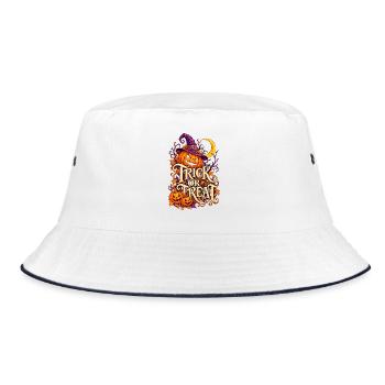 Halloween - Trick or Treat - Bucket Hat - Weiß/Navy - Vorne