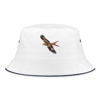 Rotmilan im Flug – Greifvogel mit Gabelschwanz - Bucket Hat - Weiß/Navy - Vorne