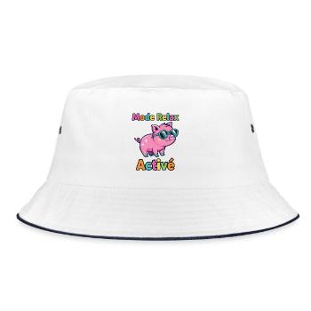 Entspannter Modus Active Funky Pig - Bucket Hat - Weiß/Navy - Vorne