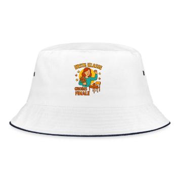 Erstes Schuljahr geschafft – Lehrkraft Geschenk - Bucket Hat - Weiß/Navy - Vorne