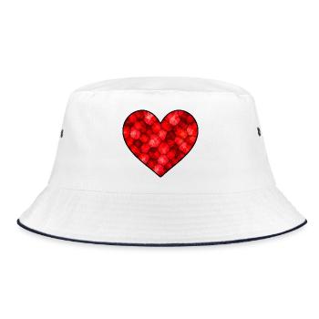 Herzrot 30 cm - Bucket Hat - Weiß/Navy - Vorne