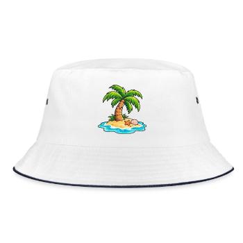 Tropische Palme – Sommer am Meer - Bucket Hat - Weiß/Navy - Vorne