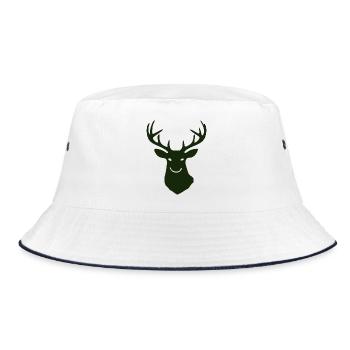 Waldhirsch Silhouette - Bucket Hat - Weiß/Navy - Vorne