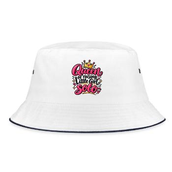 Queen Solo Pink Krone Design - Bucket Hat - Weiß/Navy - Vorne
