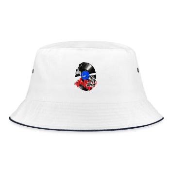 Vinyl Kollage On Repeat - Bucket Hat - Weiß/Navy - Vorne