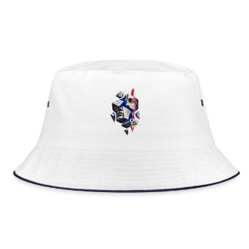 Kubische Collage: Keine feste Form - Bucket Hat - Weiß/Navy - Vorne