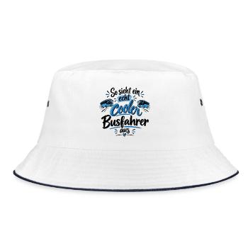 So sieht ein echt cooler Busfahrer aus - Bucket Hat - Weiß/Navy - Vorne